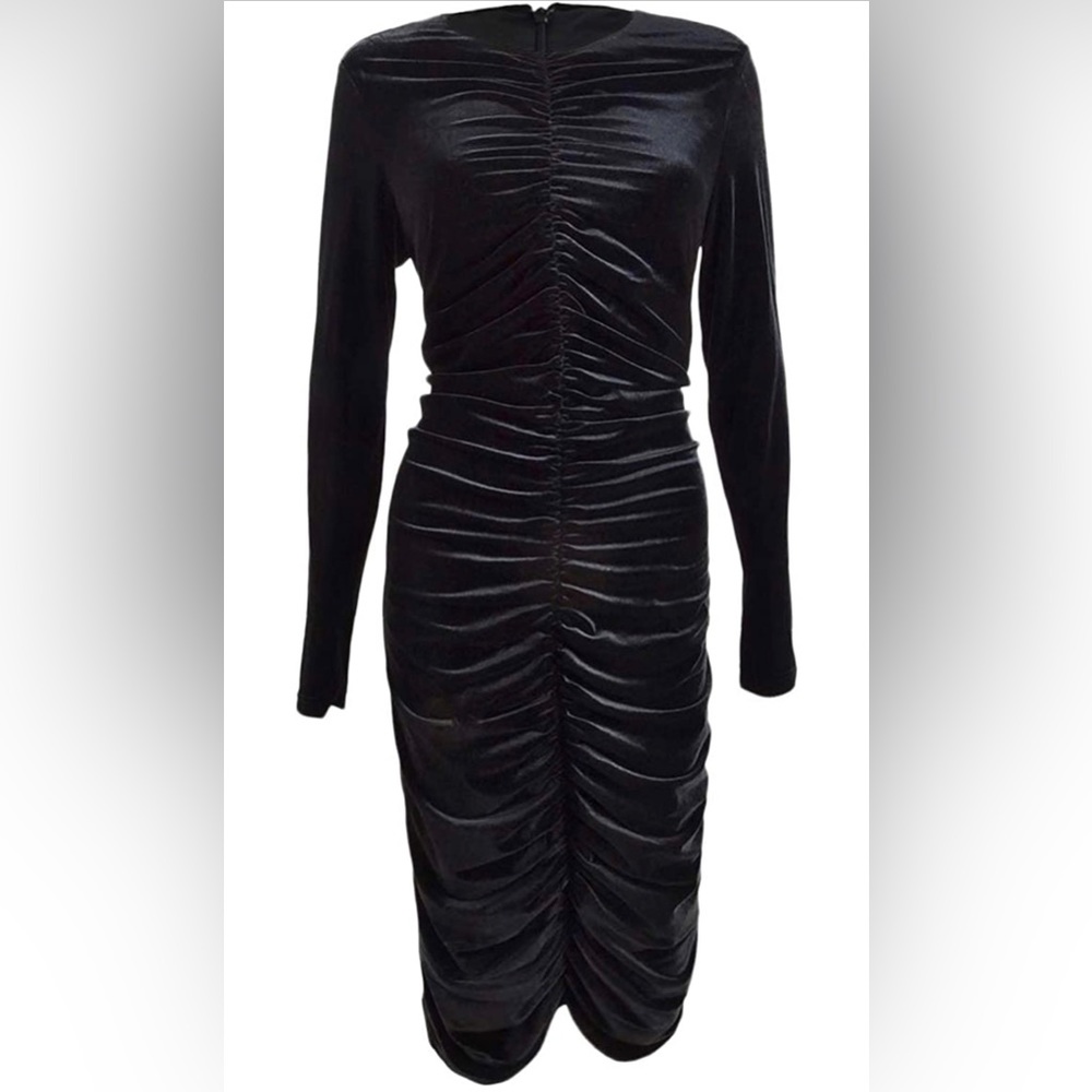 Bardot Velvet Ruched Party Dress